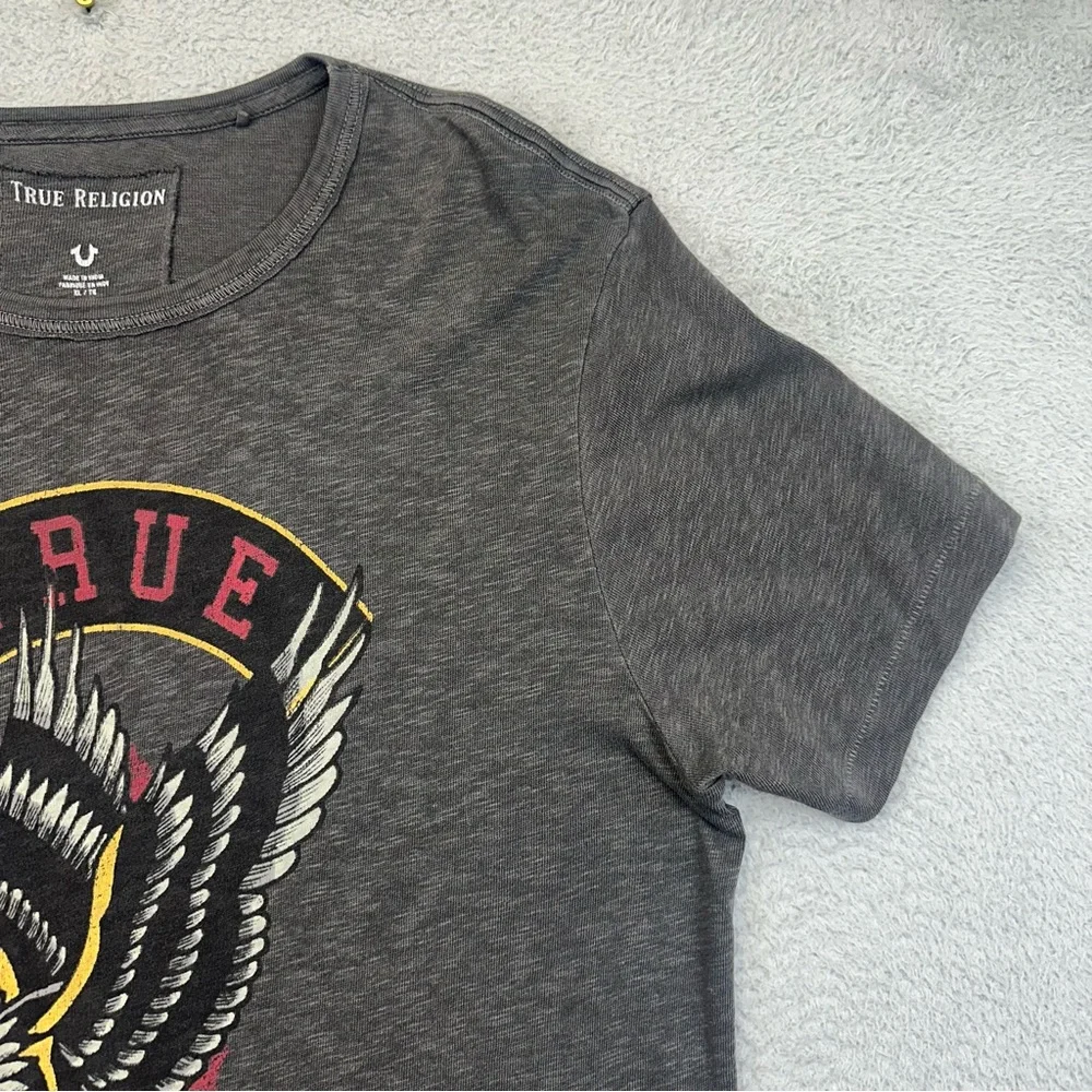 True Religion Shirt Mens XL Gray True Eagle Tee American Traditional Cotton Rock